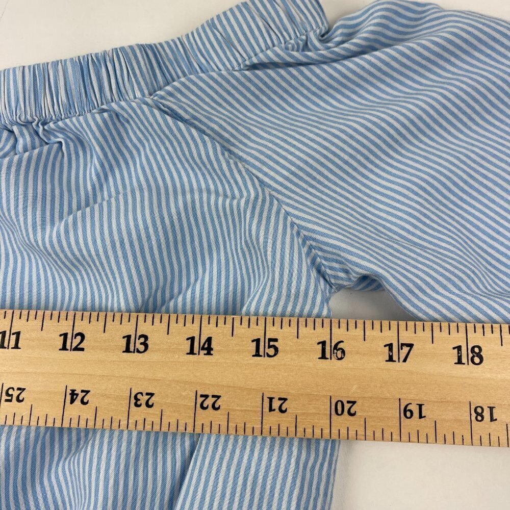 Ambiance Shirt Womens Medium Blue White Striped Off Shoulder Short Sleeve - Picture 6 of 9